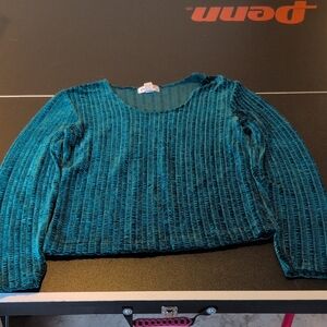 Luxurious Teal Velvet Women's Sweater
